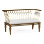 Contemporary Walnut & Brass Bench, Upholstered in COM