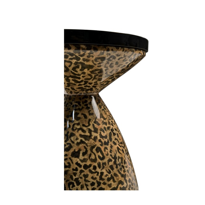 Round Leopardskin & Black Wine Table