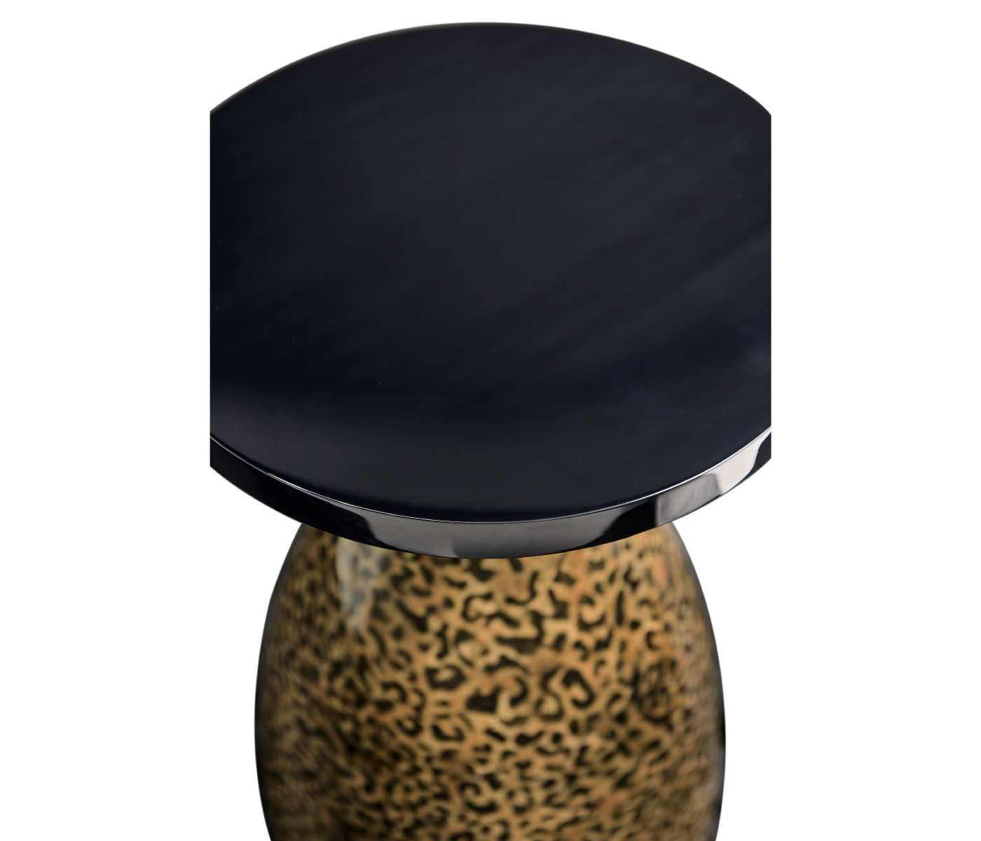 Round Leopardskin & Black Wine Table