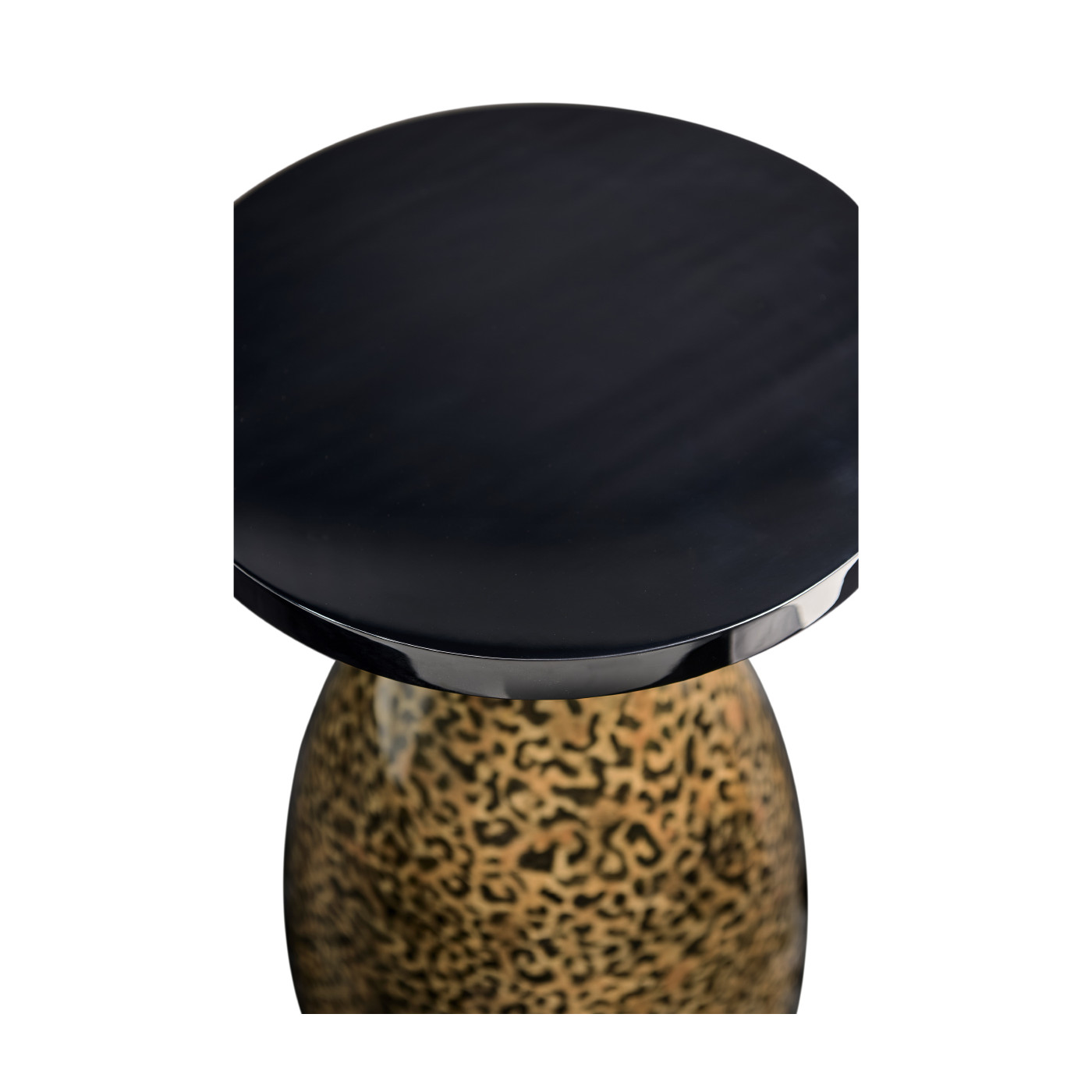 Round Leopardskin & Black Wine Table