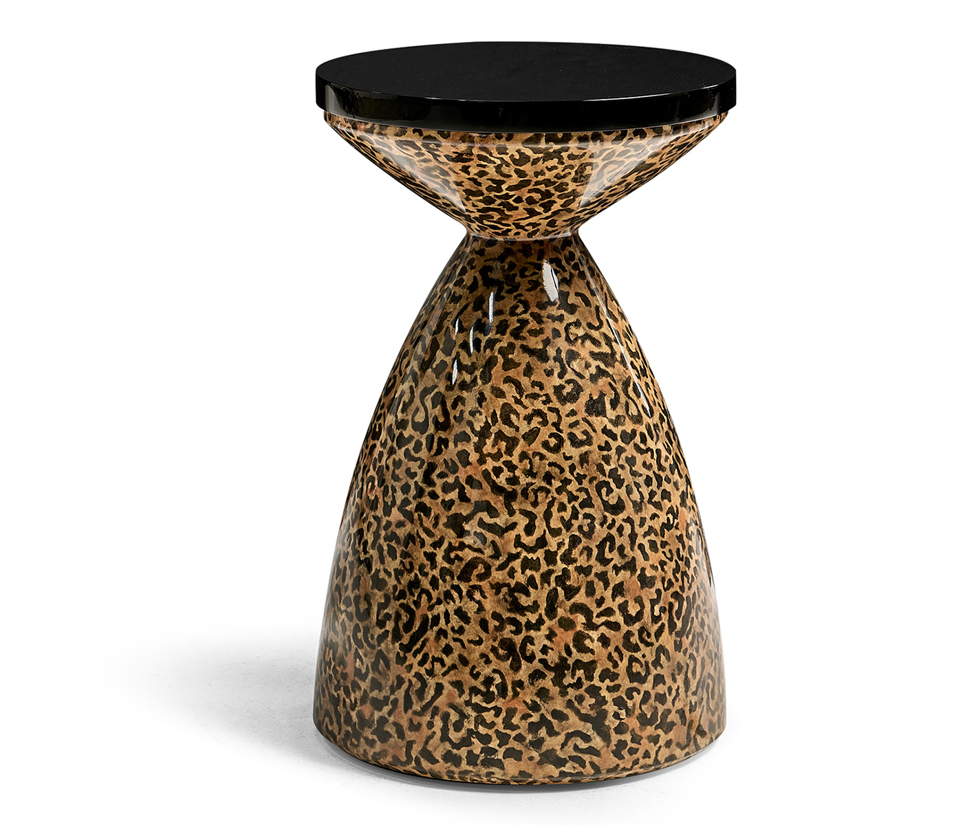 Round Leopardskin & Black Wine Table