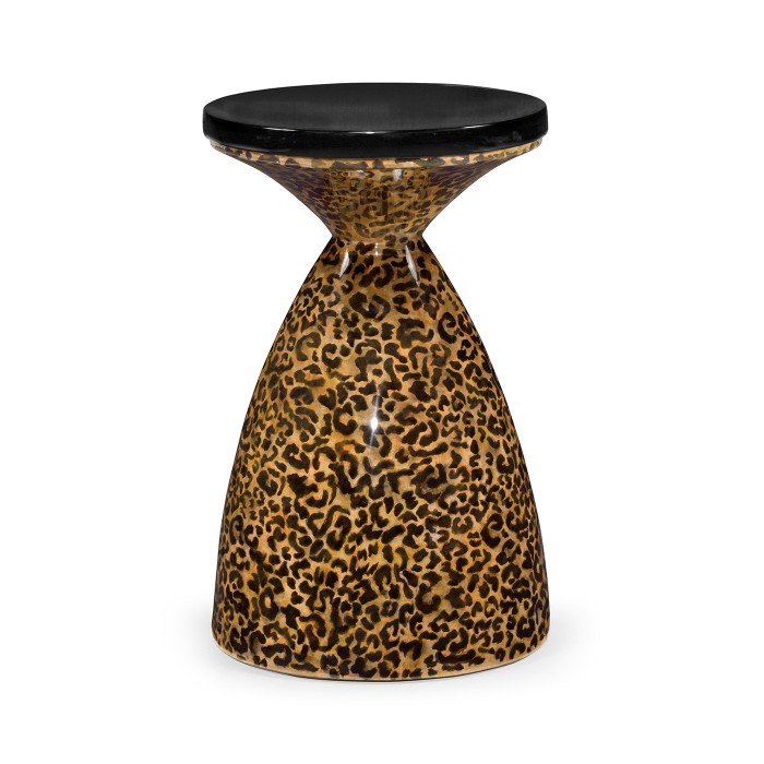 Round Leopardskin & Black Wine Table