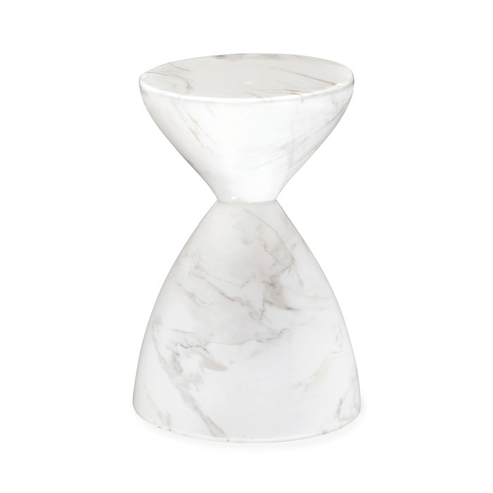 Round Faux White & Grey Marble Wine Table