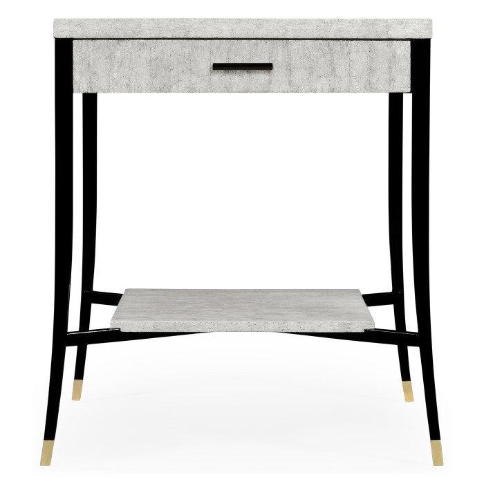 White Smoke Eggshell End Table with Drawer
