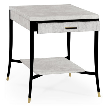 White Smoke Eggshell End Table with Drawer