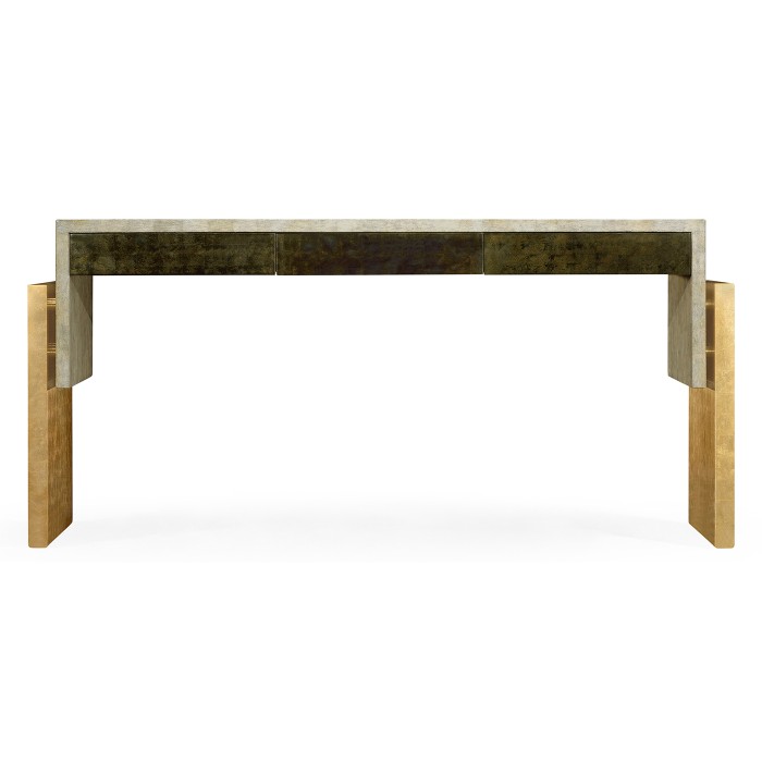 Rectangular Eggshell & Gilded Console Table