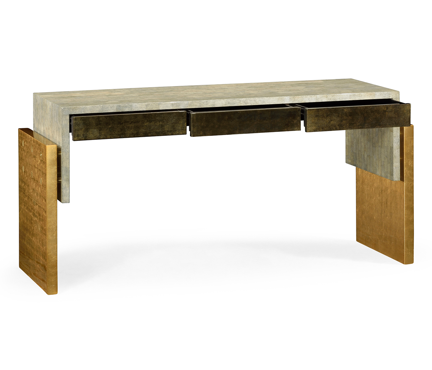 Rectangular Eggshell & Gilded Console Table
