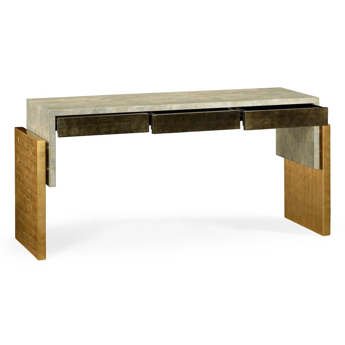Rectangular Eggshell & Gilded Console Table