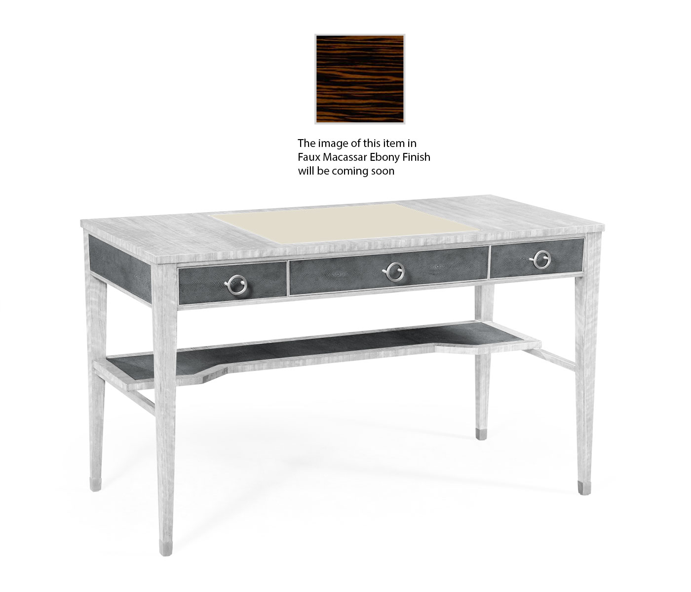 Anthracite faux shagreen & macassar ebony narrow desk with brass detailing