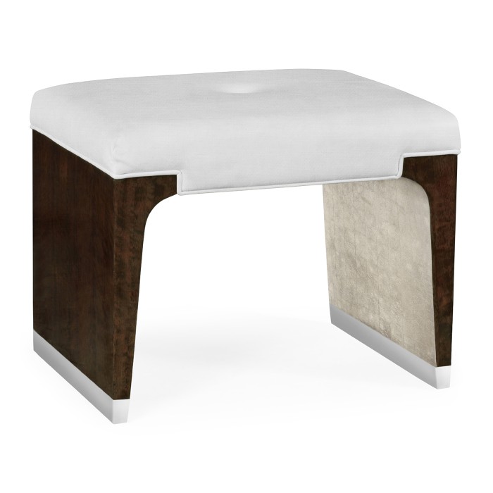 Black Eucalyptus Dressing Stool, Upholstered in COM
