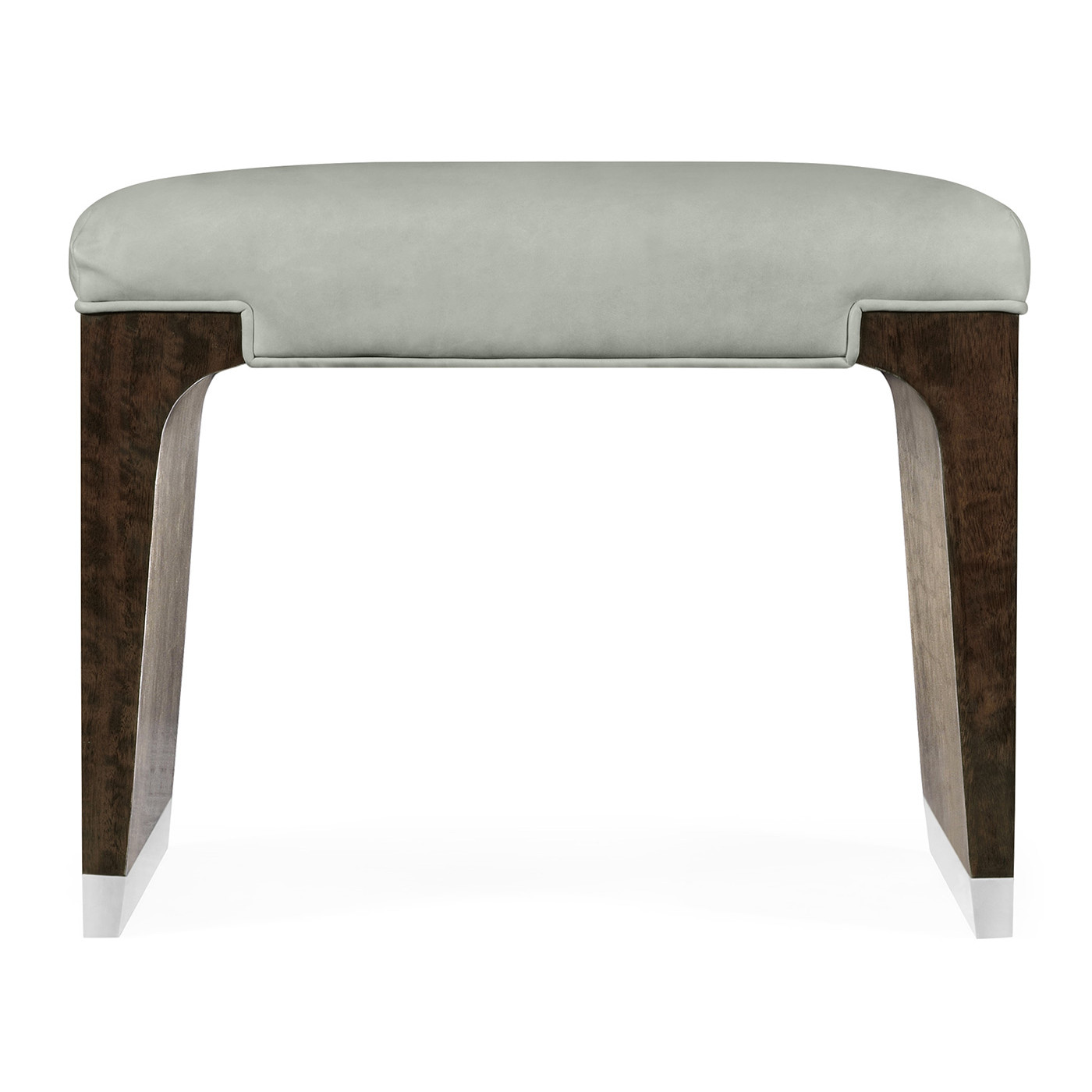 Black Eucalyptus Dressing Stool, Upholstered in Grey Leather