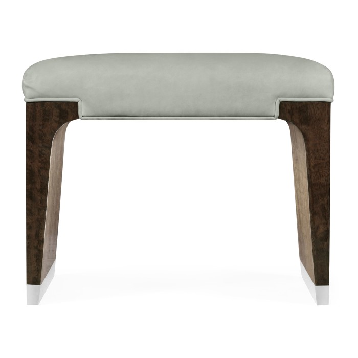 Black Eucalyptus Dressing Stool, Upholstered in Grey Leather