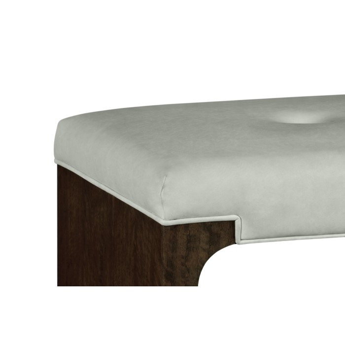 Black Eucalyptus Dressing Stool, Upholstered in Grey Leather