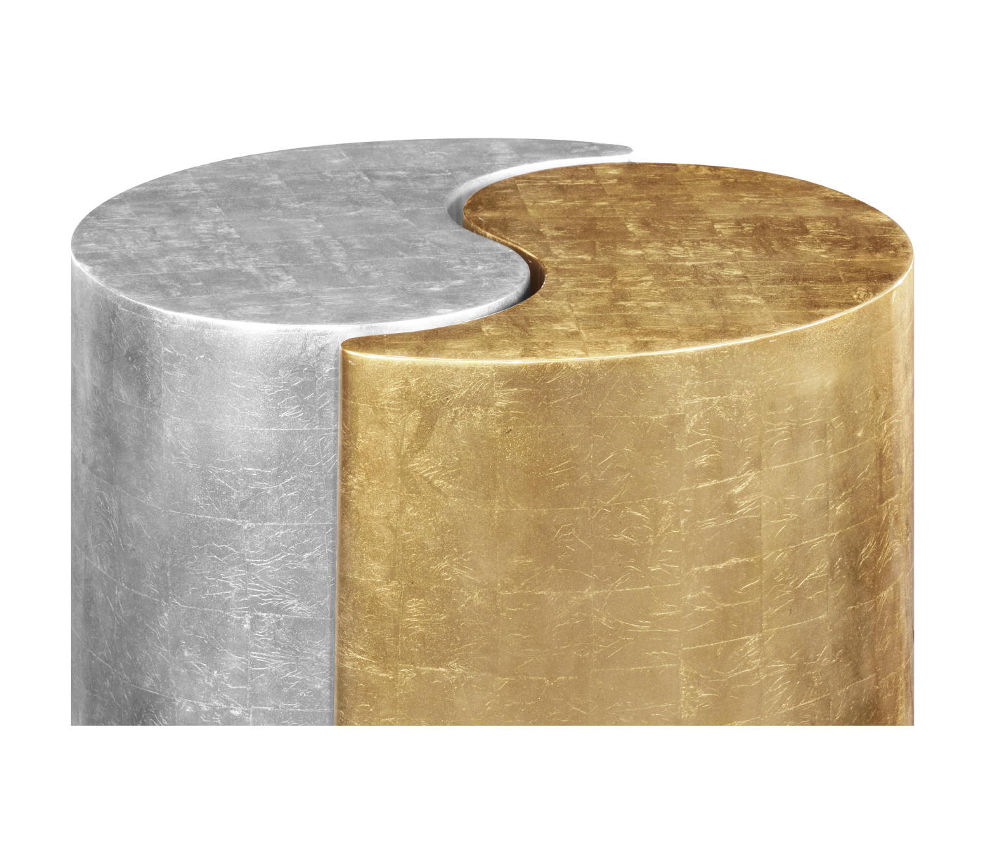 Circular Two-Piece Yin & Yang Gilded & Silver Drinks Table