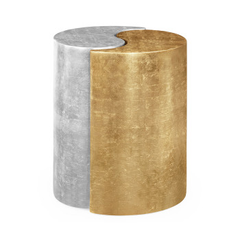Circular Two-Piece Yin & Yang Gilded & Silver Drinks Table
