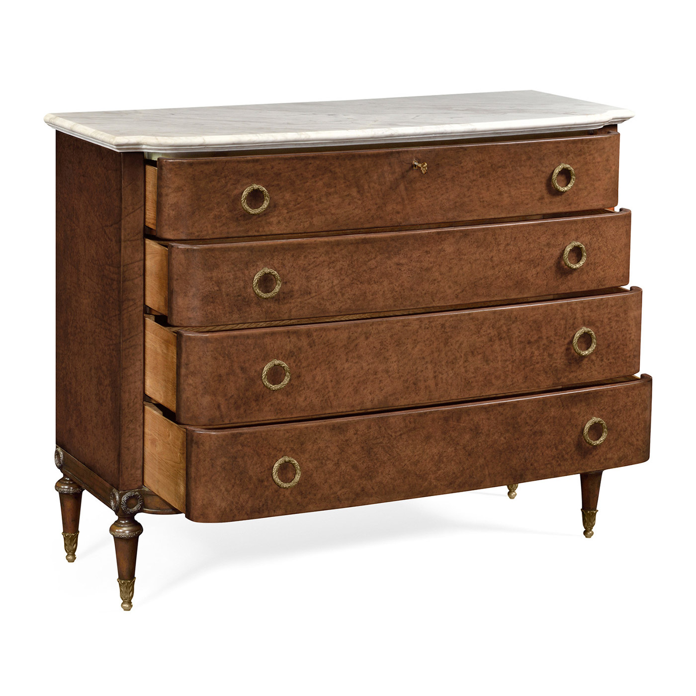 Parliament Red leather chest of drawers
