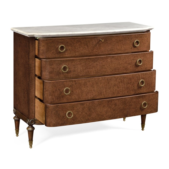 Parliament Red leather chest of drawers