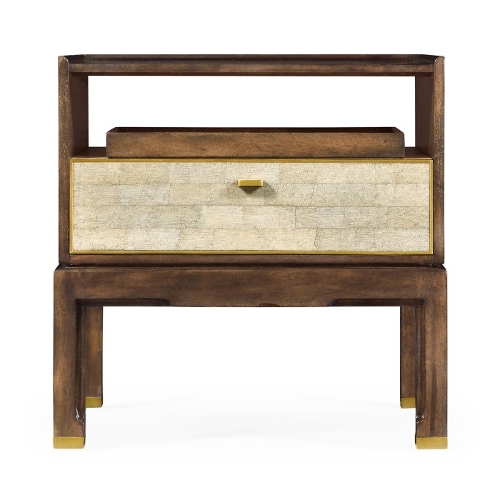 Small Lymed Mink Bedside Table with Tray