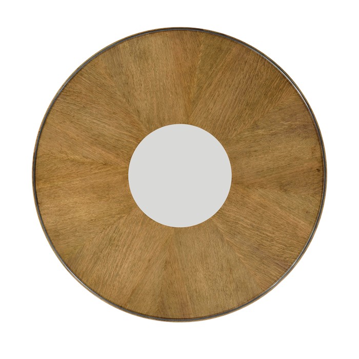 Circular Oak & Brass Coffee Table