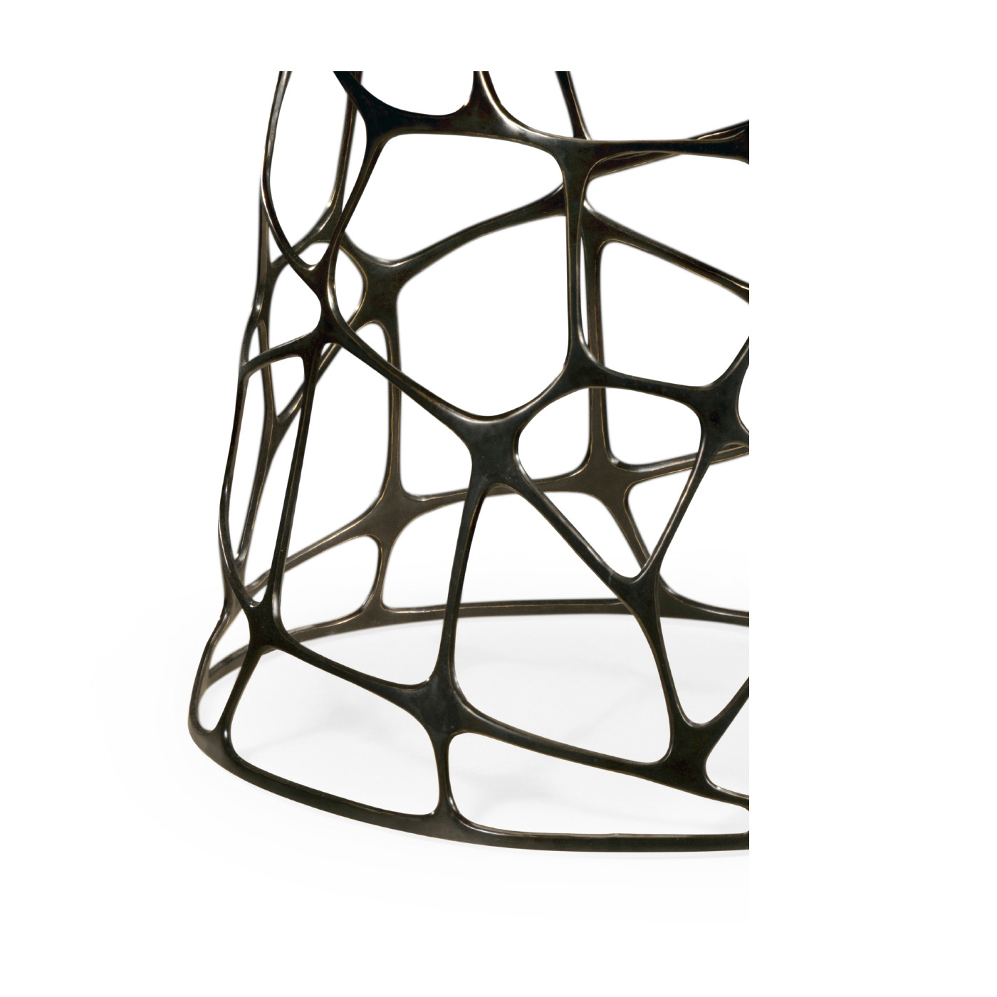 Circular Oak & Brass Coffee Table