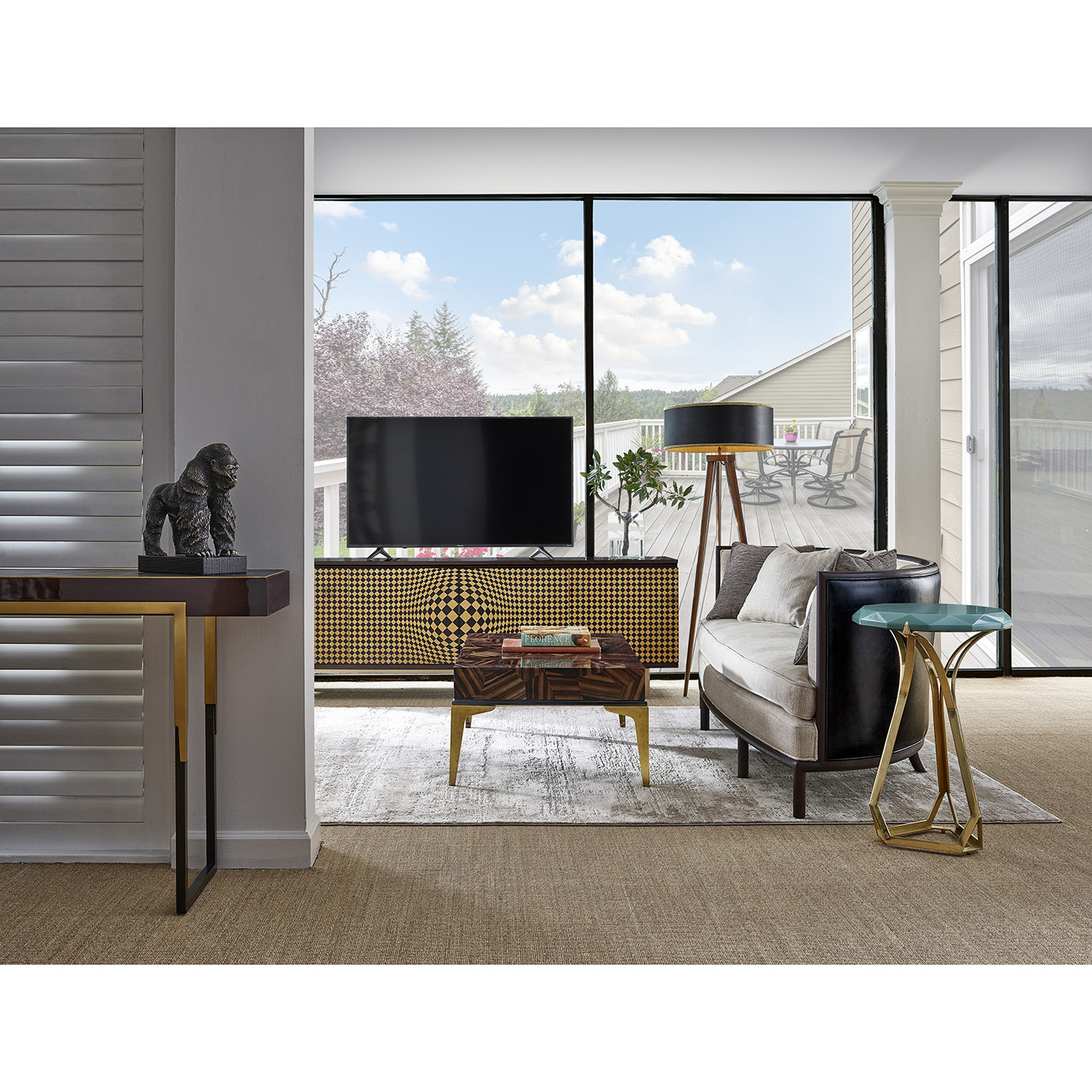 Black Eucalyptus Rectangular Anthracite Shagreen Console Table