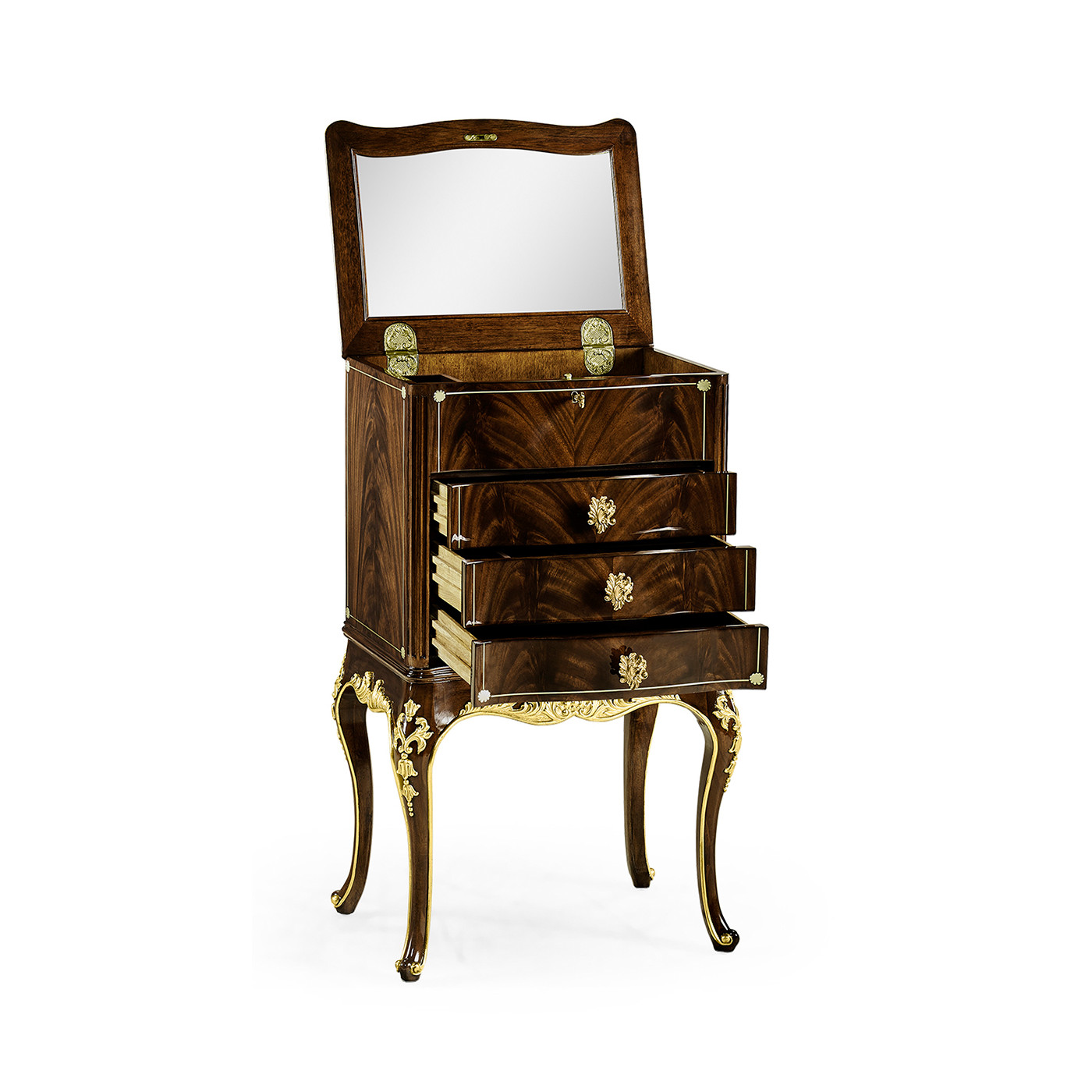 Mahogany & Gilded Jewellery Collectors Cabinet