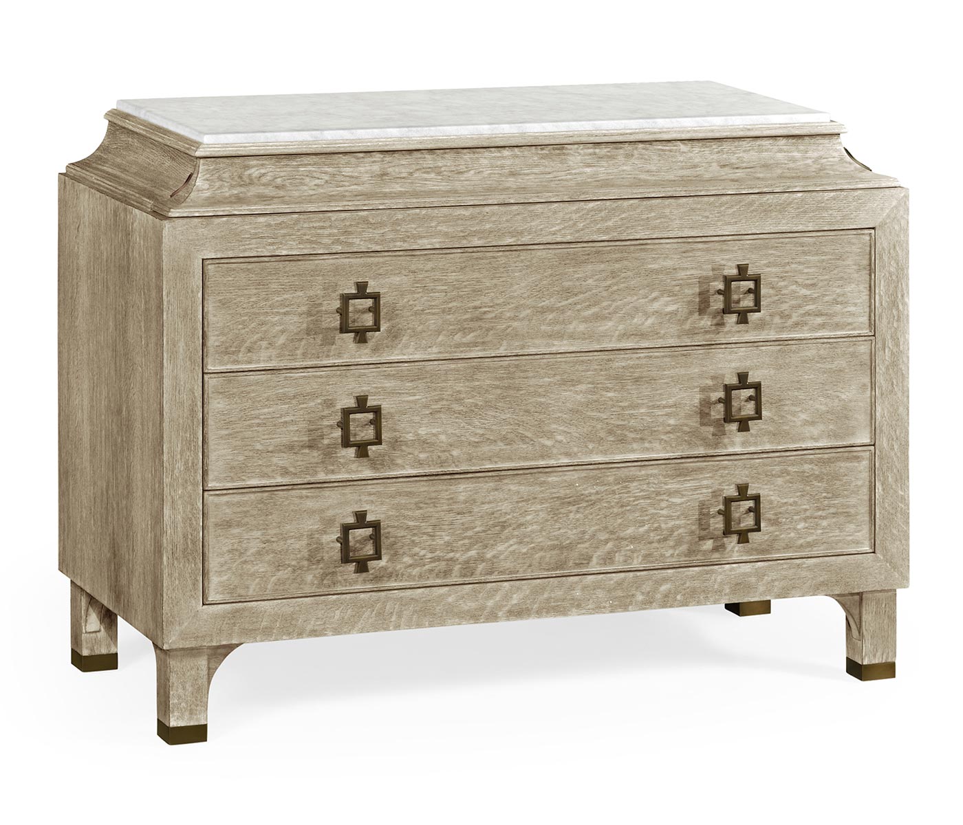 Greyed Oak Chest of Drawers with Marble Top