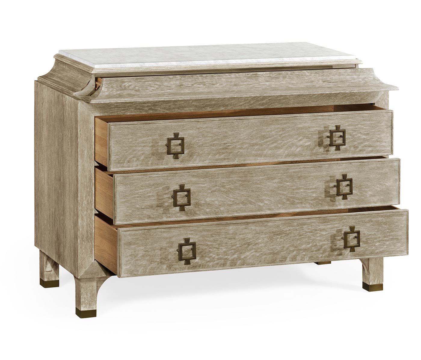 Greyed Oak Chest of Drawers with Marble Top