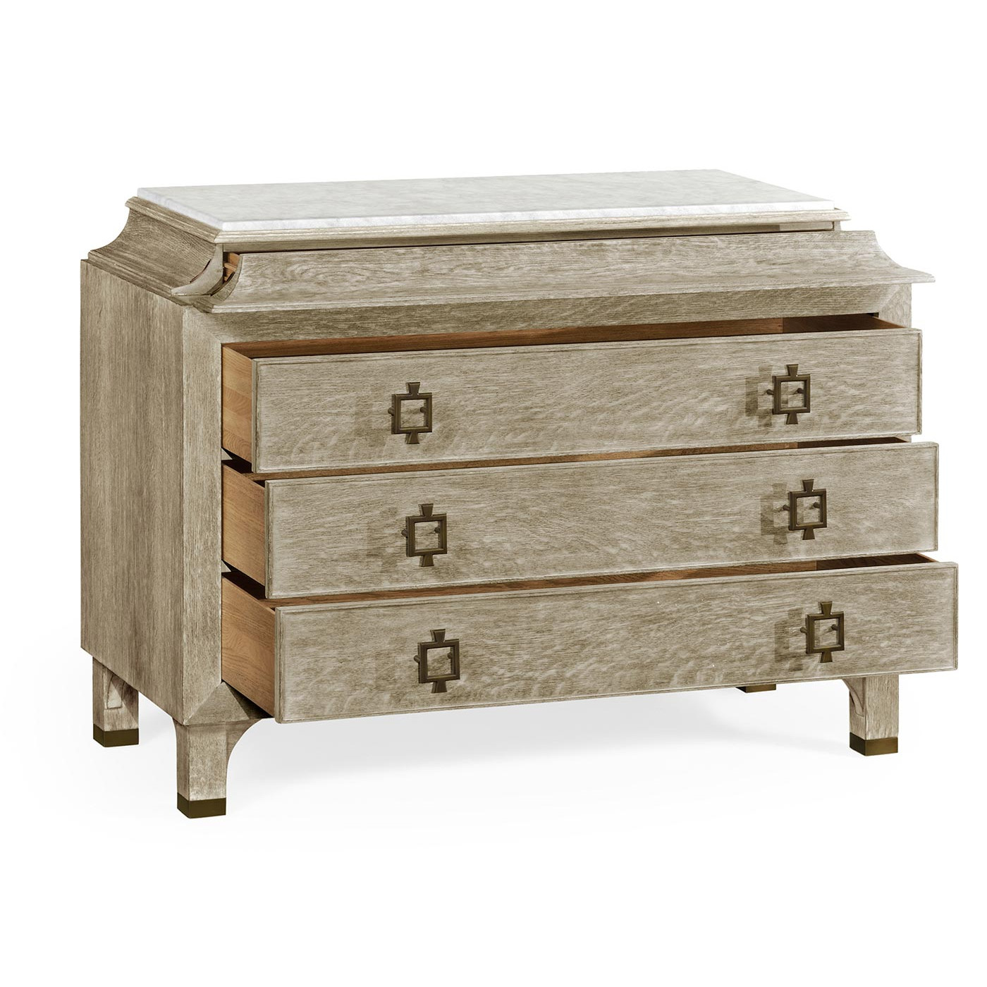 Greyed Oak Chest of Drawers with Marble Top