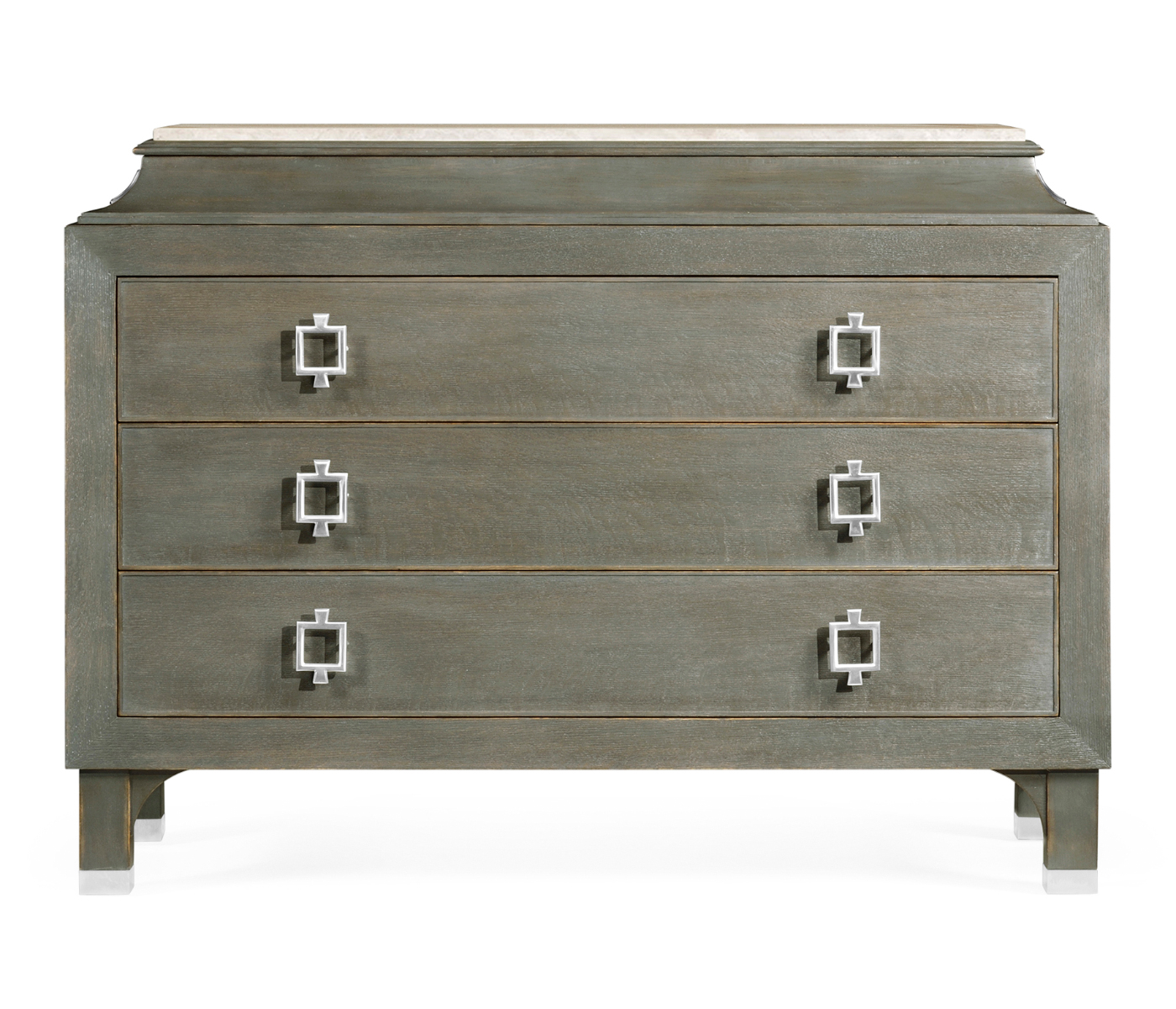 Pewter Oak Chest of Drawers with Marble Top