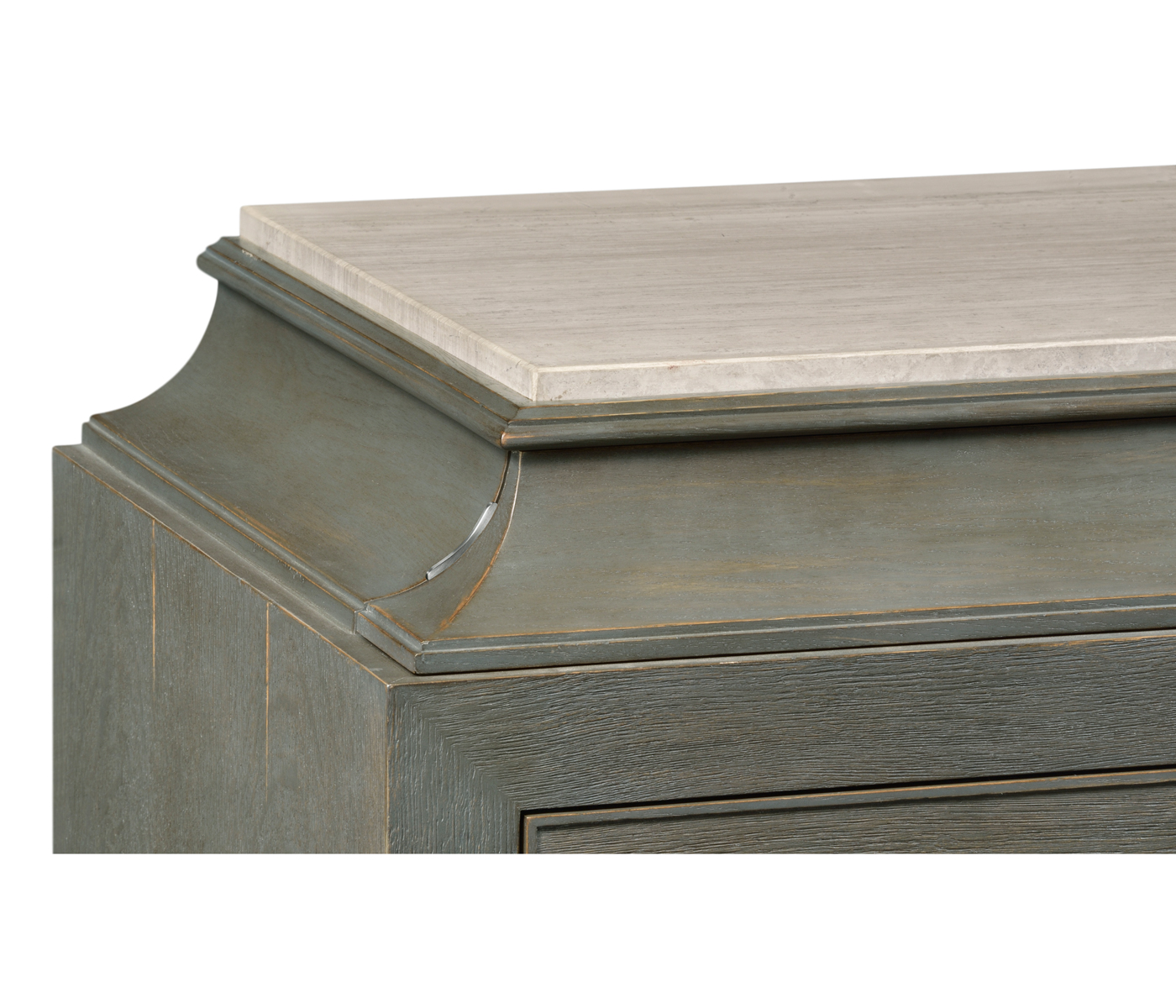 Pewter Oak Chest of Drawers with Marble Top