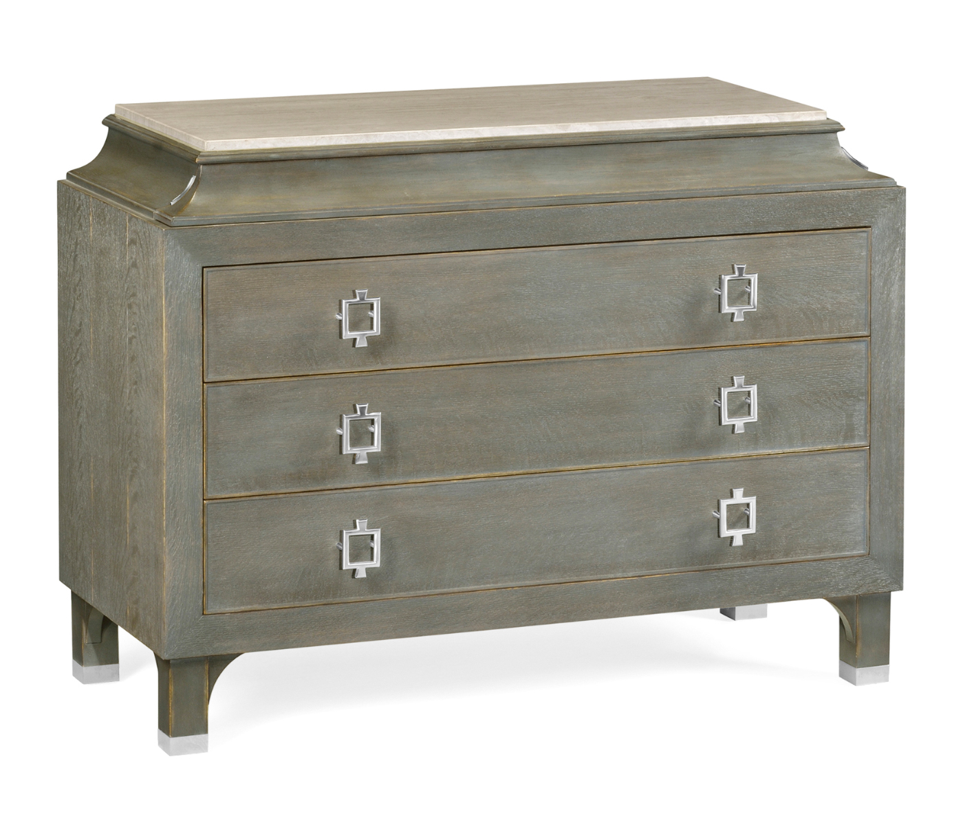 Pewter Oak Chest of Drawers with Marble Top