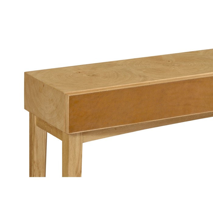 Architectural console table with drawers in leather