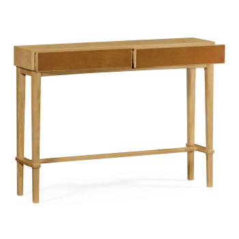 Architectural console table with drawers in leather