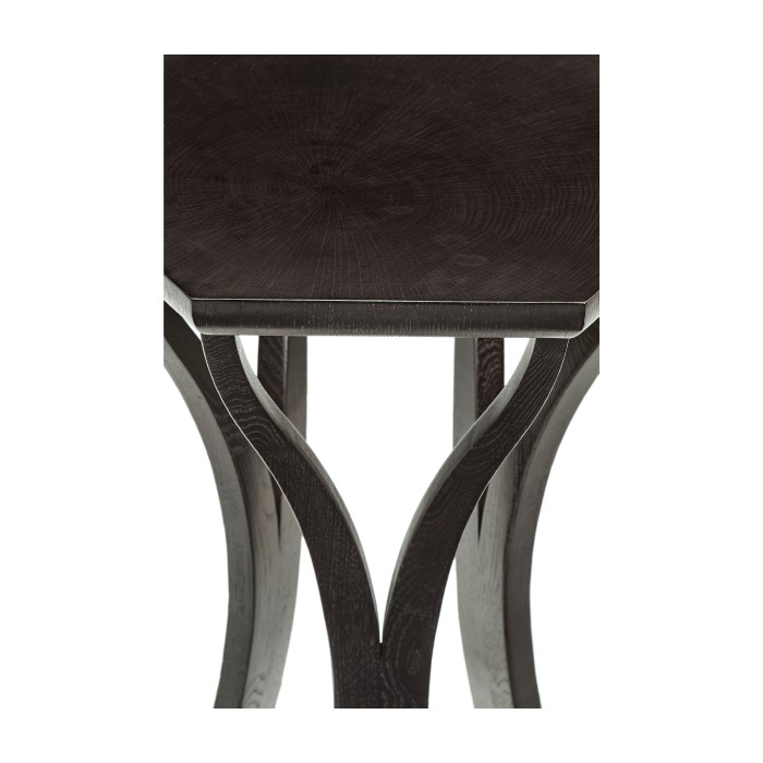 Architectural Hexagonal Black Mocha Oak Oyster Lamp Table