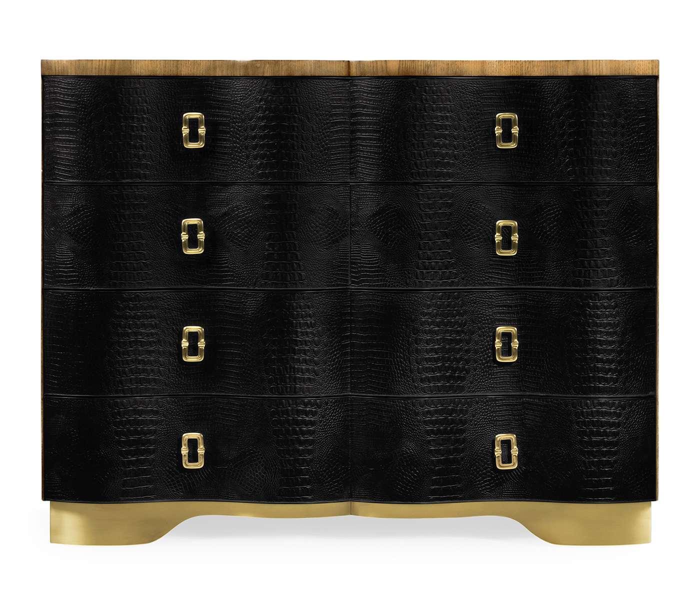 Serpentine Black Faux Croc Skin Chest of Drawers