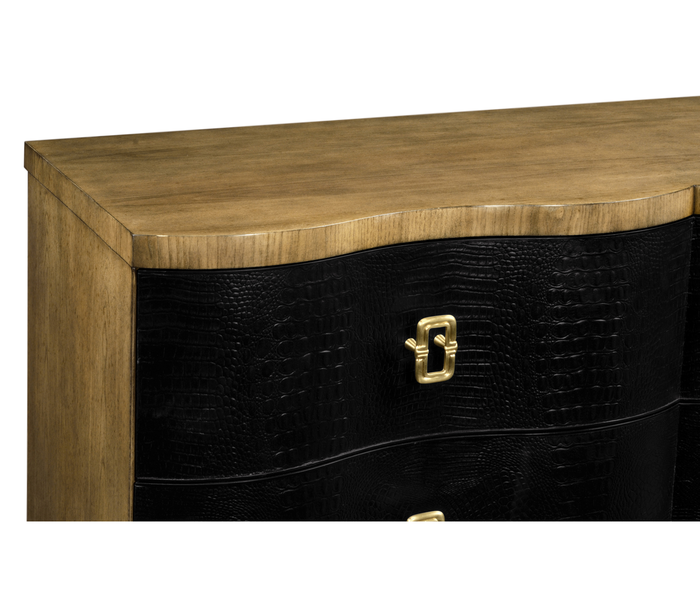 Serpentine Black Faux Croc Skin Chest of Drawers
