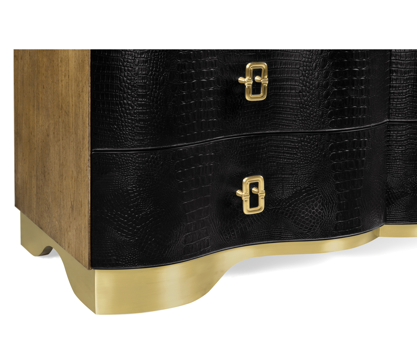 Serpentine Black Faux Croc Skin Chest of Drawers