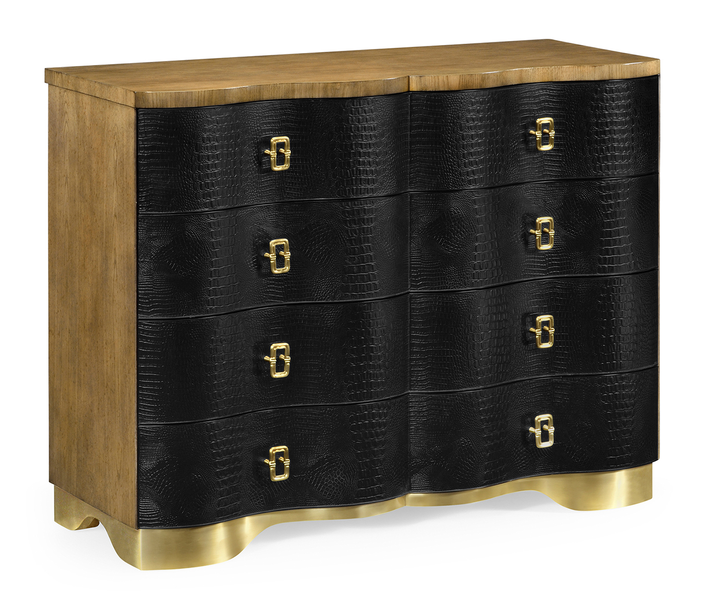 Serpentine Black Faux Croc Skin Chest of Drawers