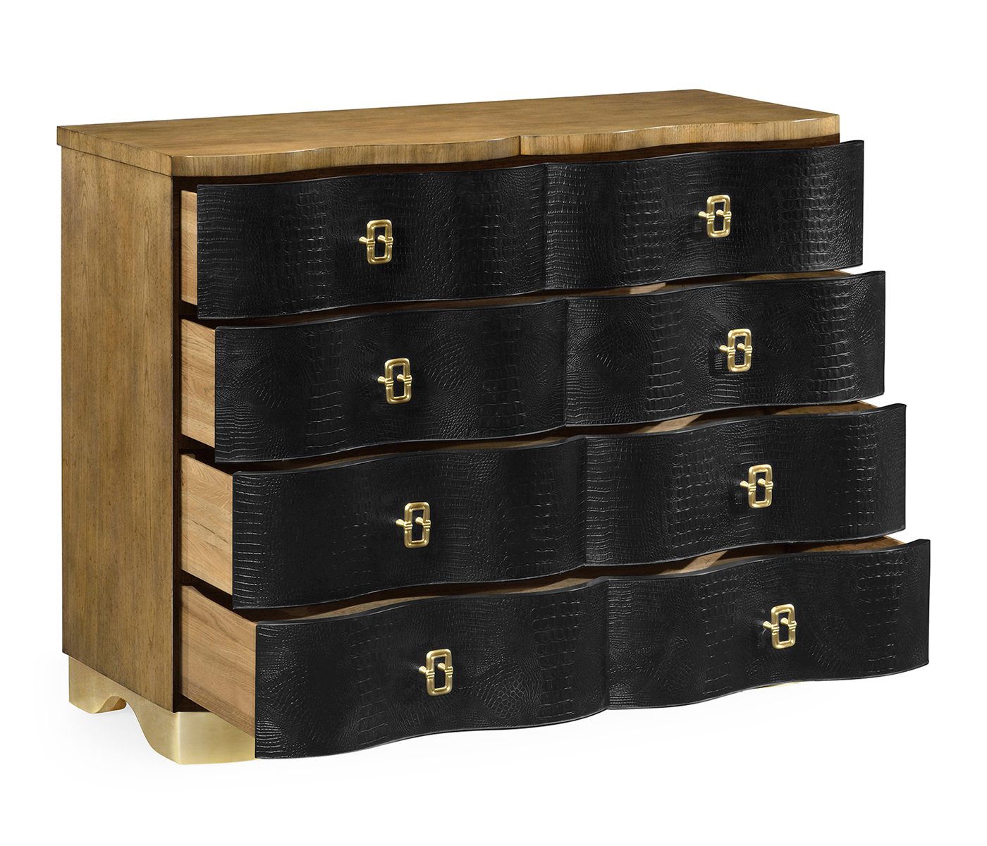 Serpentine Black Faux Croc Skin Chest of Drawers