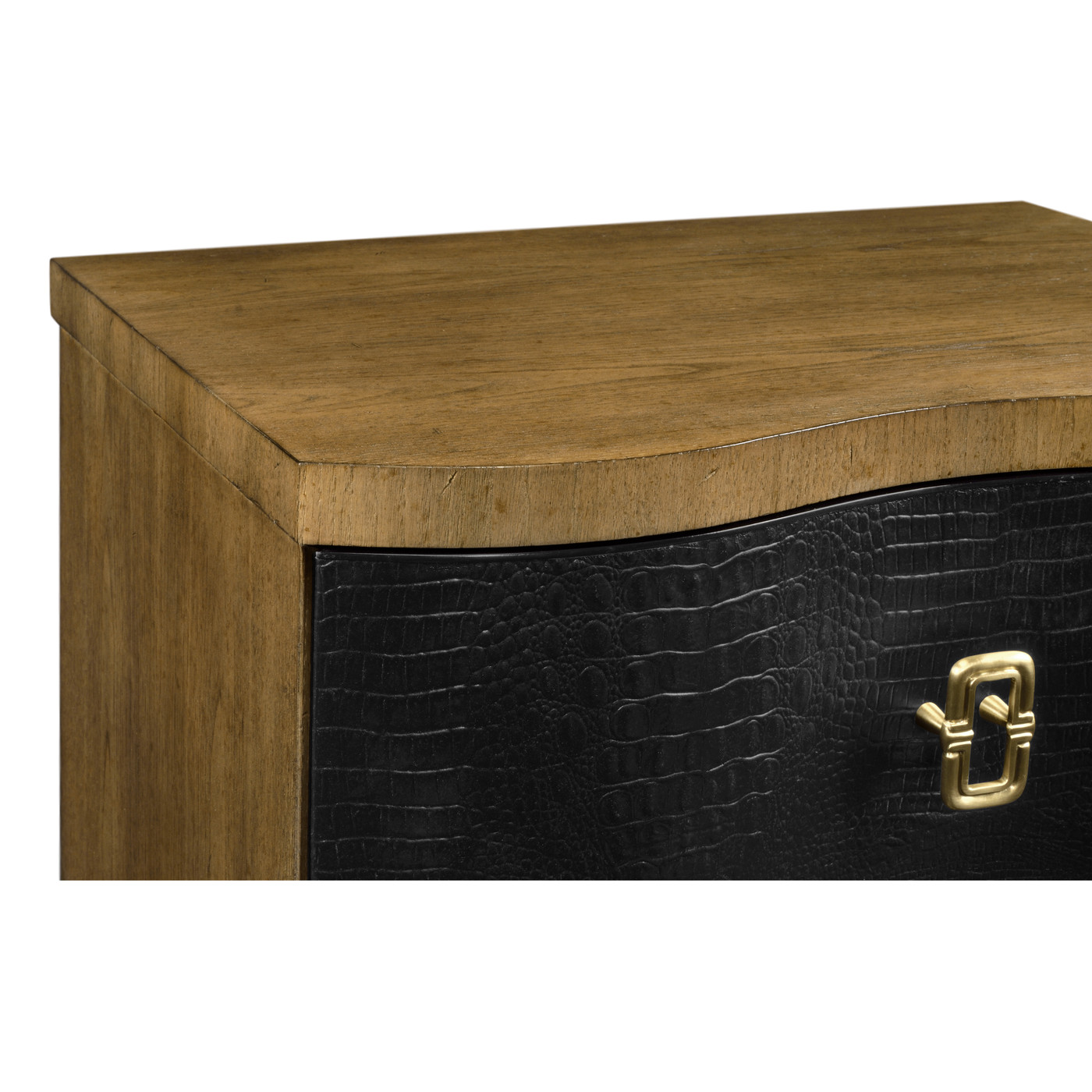 Serpentine black faux crocodile skin nightstand