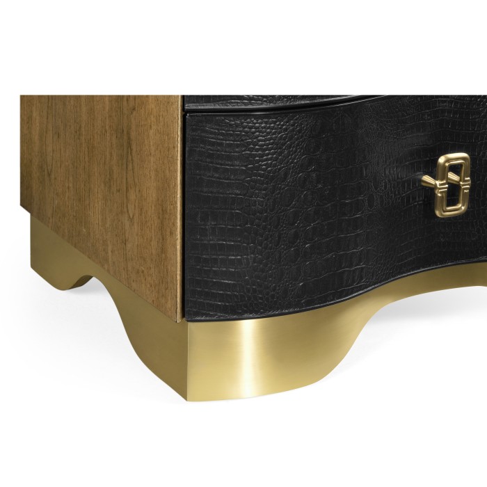 Serpentine black faux crocodile skin nightstand