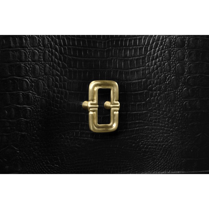 Serpentine black faux crocodile skin nightstand