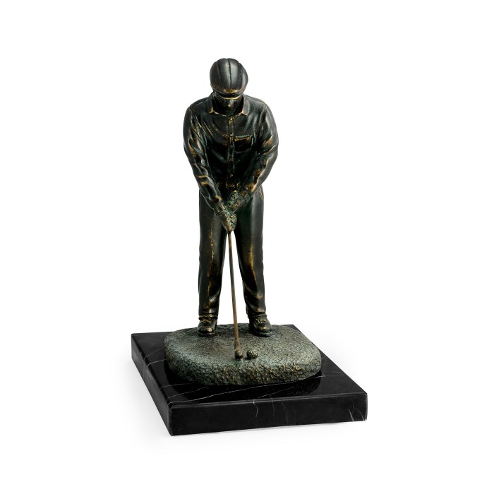 Pair of Dark Antique Bronze Golfer Bookends