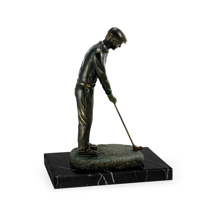 Pair of Dark Antique Bronze Golfer Bookends