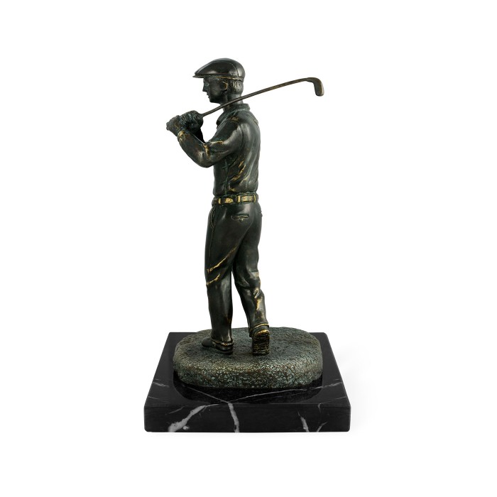 Pair of Dark Antique Bronze Golfer Bookends