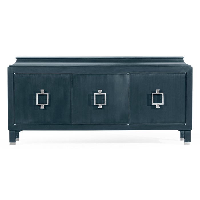 Antique Blue Oak Three-Door Buffet