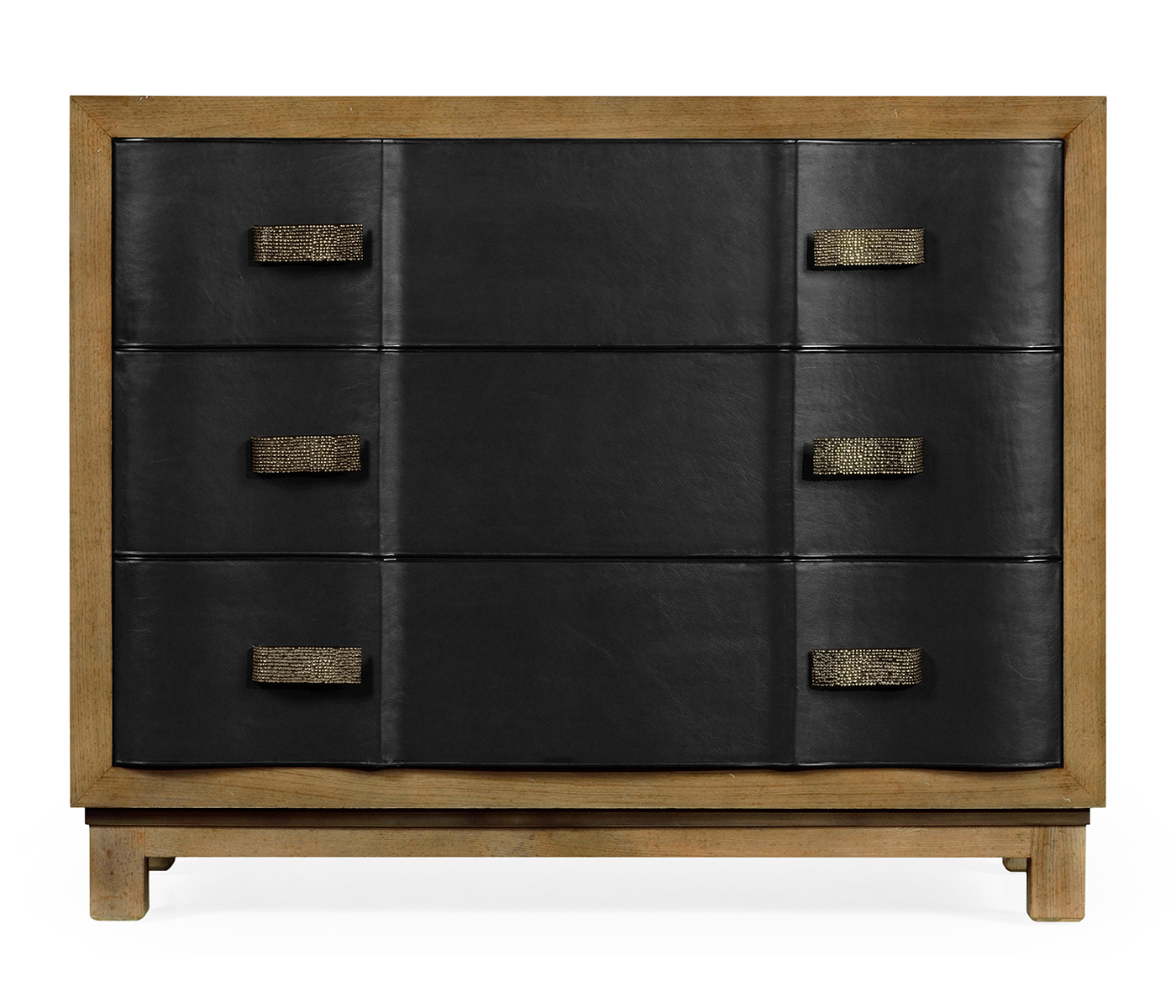 Black Leather Inlaid Chest of Drawers