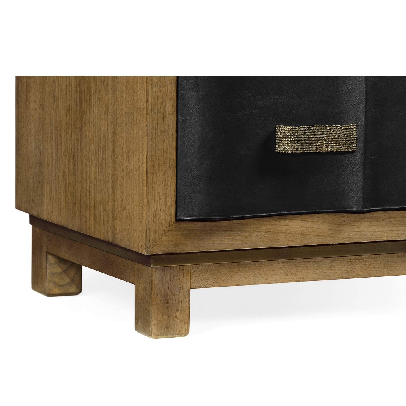 Black Leather Inlaid Chest of Drawers