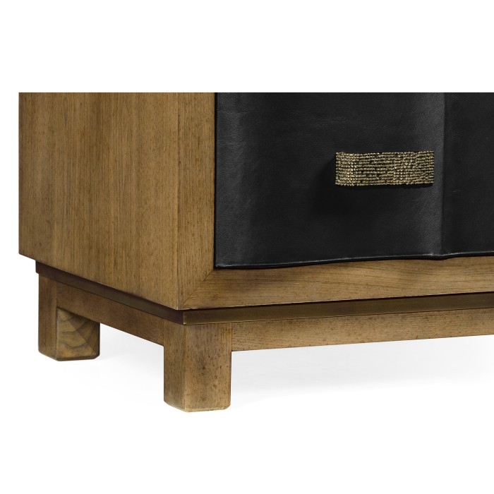 Black Leather Inlaid Chest of Drawers